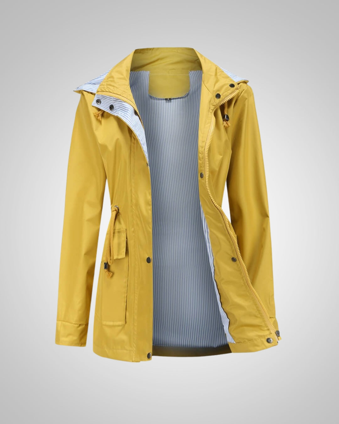 Funktionale Damen Windjacke, wasserdicht, mit Kapuze & Kordelzug, ideal für Outdoor-Aktivitäten.