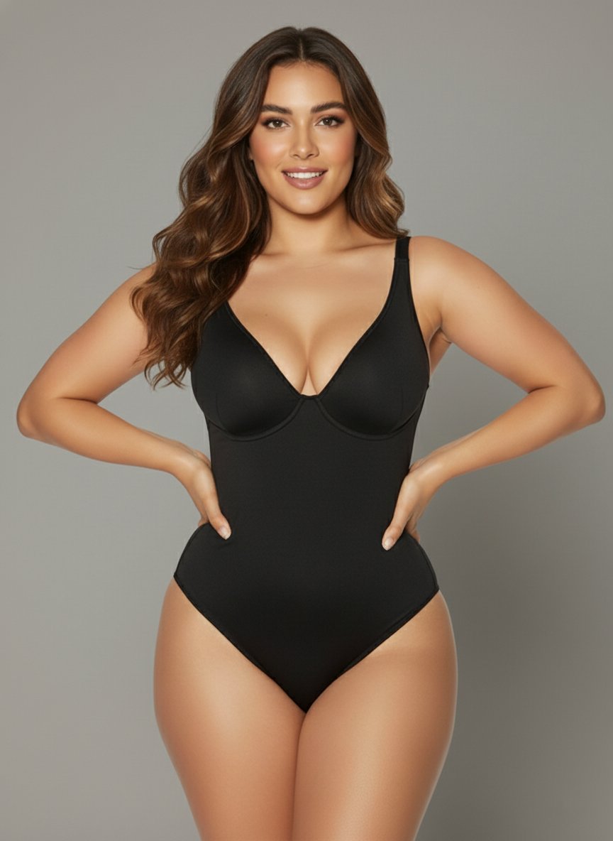 Rückenansicht des nahtlosen Bodysuits, der den Rücken glättet