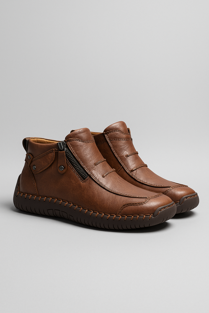 Braune Herren Halbschuhe mit praktischem Reißverschluss