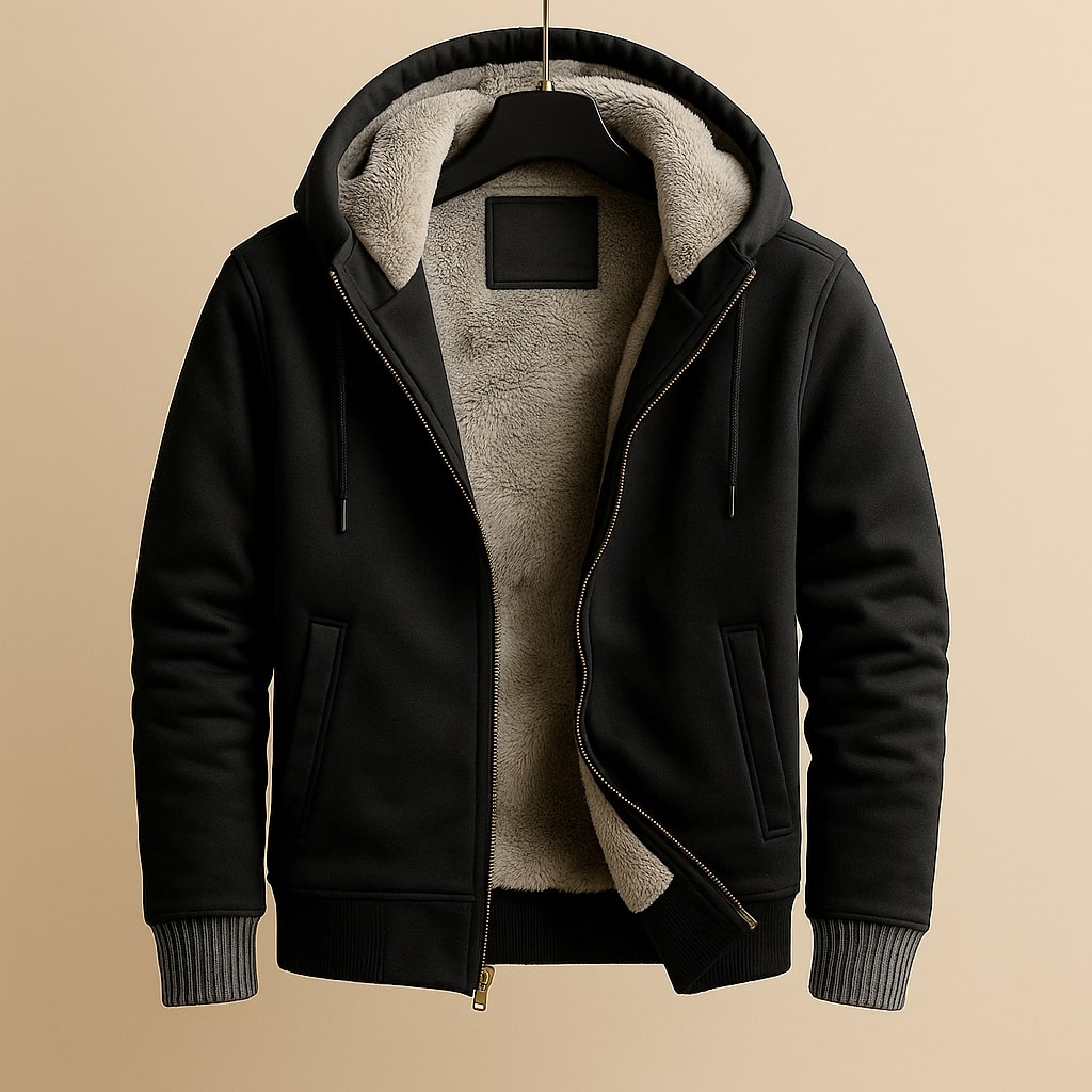 Vielseitige Herrenjacke in Schwarz, perfekt für kühle Tage und den urbanen Lebensstil.