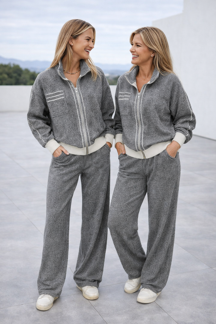Bequeme Freizeitkleidung für Damen: Graues Set in lockerem Fit