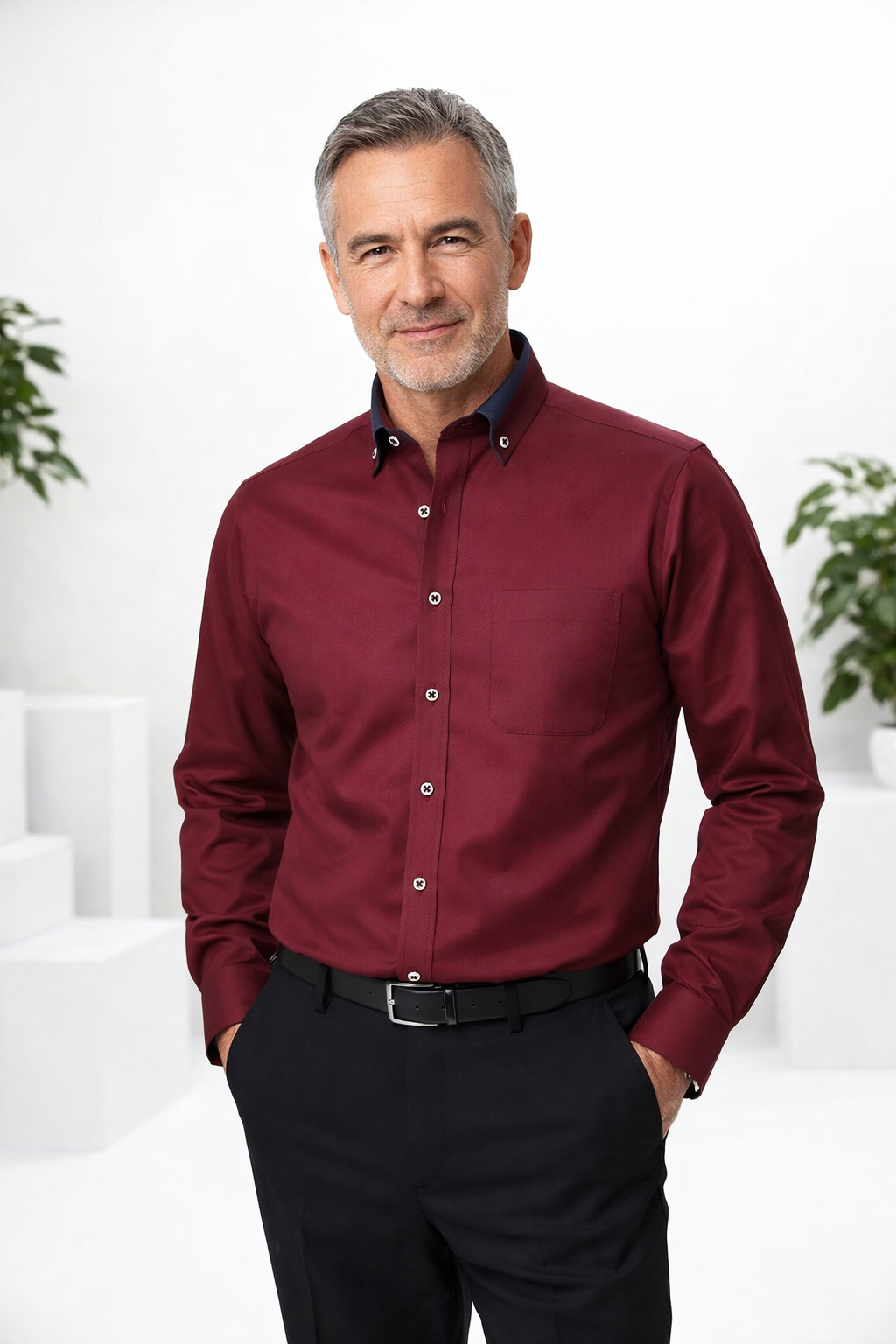 Bequemes Herren Businesshemd Langarm Slim Fit, atmungsaktiv und klassisch elegant.
