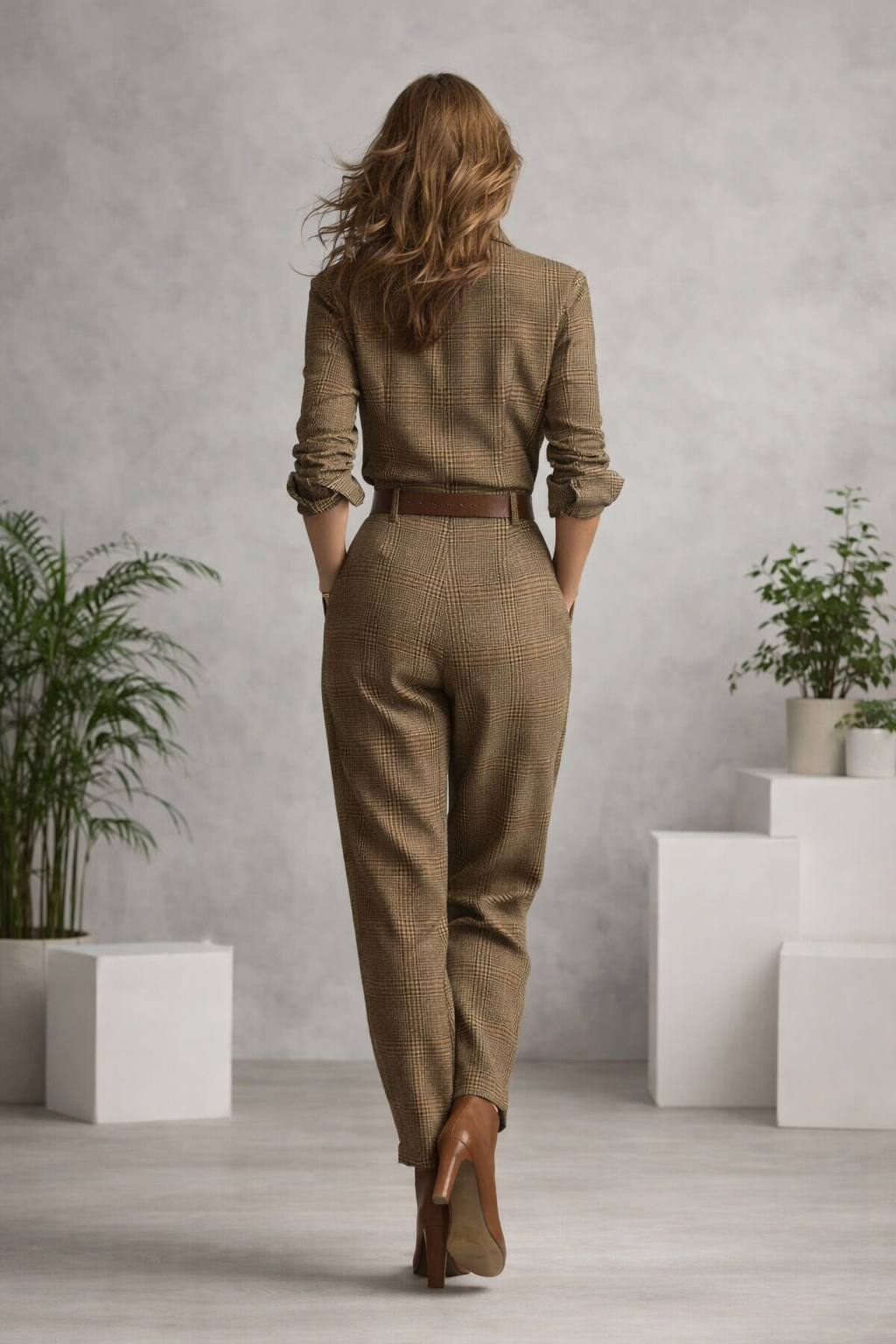 Rückansicht des eleganten Damen Jumpsuits in figurbetonter Passform