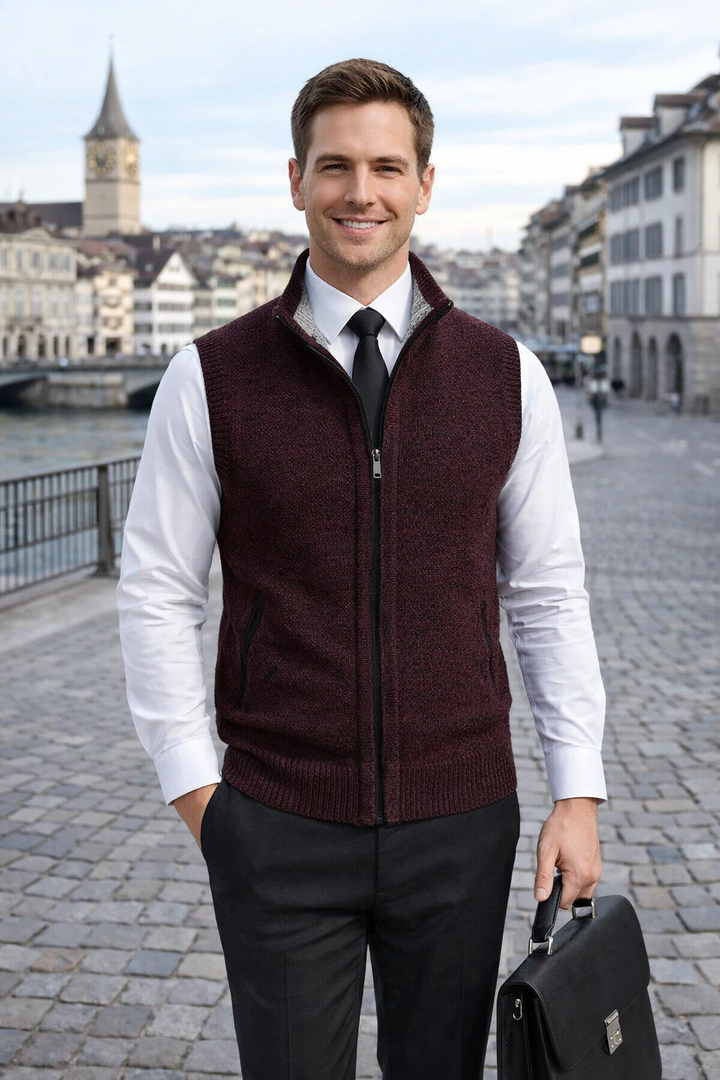 Modernes Herren Business Gilet mit Reißverschluss, slim fit, ideal für elegante Anlässe.