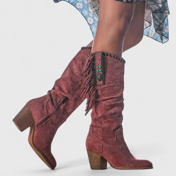 Stilvolle Vintage Damenstiefel in Braun mit Schnürung und Reißverschluss, bequem und rutschfest für Freizeit.