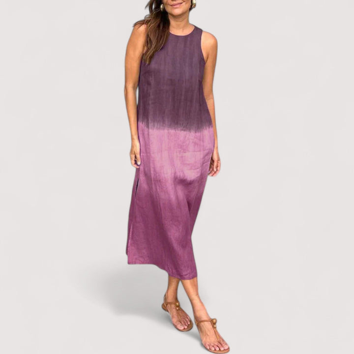 Schickes Damenkleid als langes Maxikleid, fließend und ärmellos für den Sommer