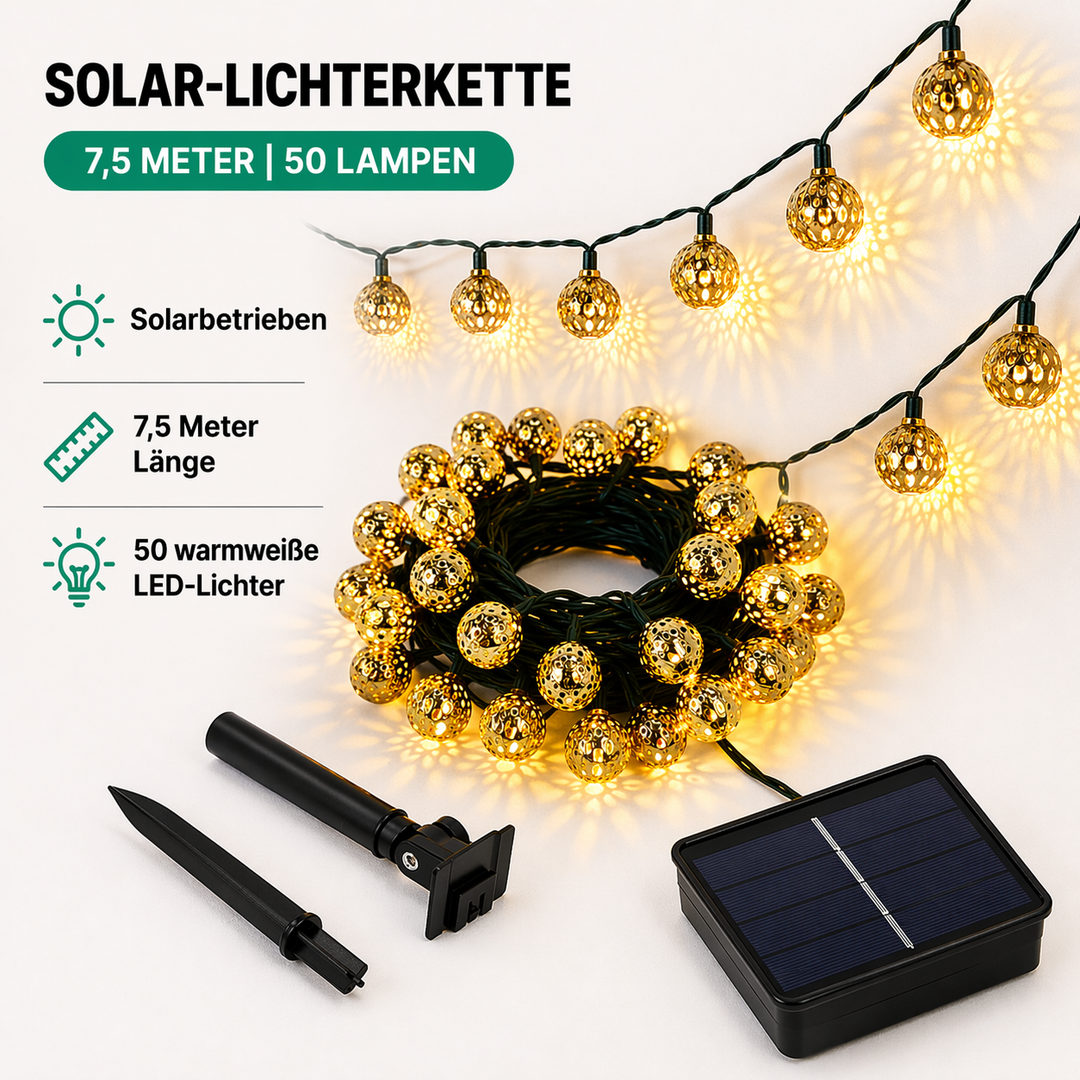Marokkanische Solar-Lichterkette | Wetterfest | Energieeffizient