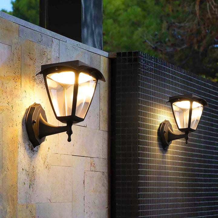 Solarbetriebene schwarze Wandlampe für Außenbereich