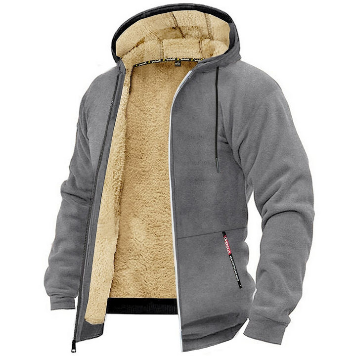 Detail der Kapuze an der gefütterten Herren Winterjacke