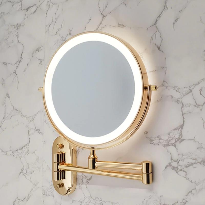 Goldener LED Make-up-Spiegel mit Vergrößerung, Aufladbar