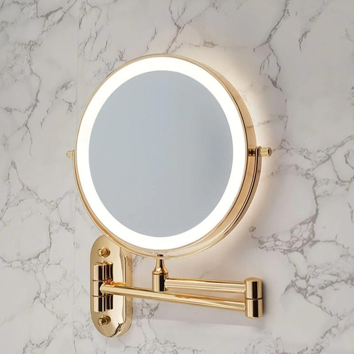 Goldener LED Make-up-Spiegel mit Vergrößerung, Aufladbar