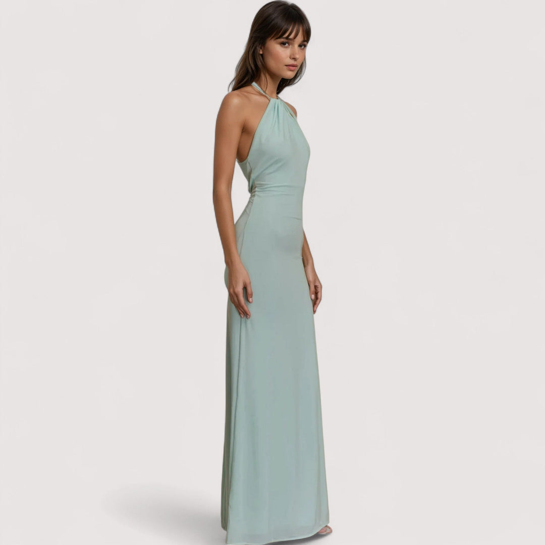 Damen Maxikleid mit Neckholder und eleganter Drapierung in der Ansicht