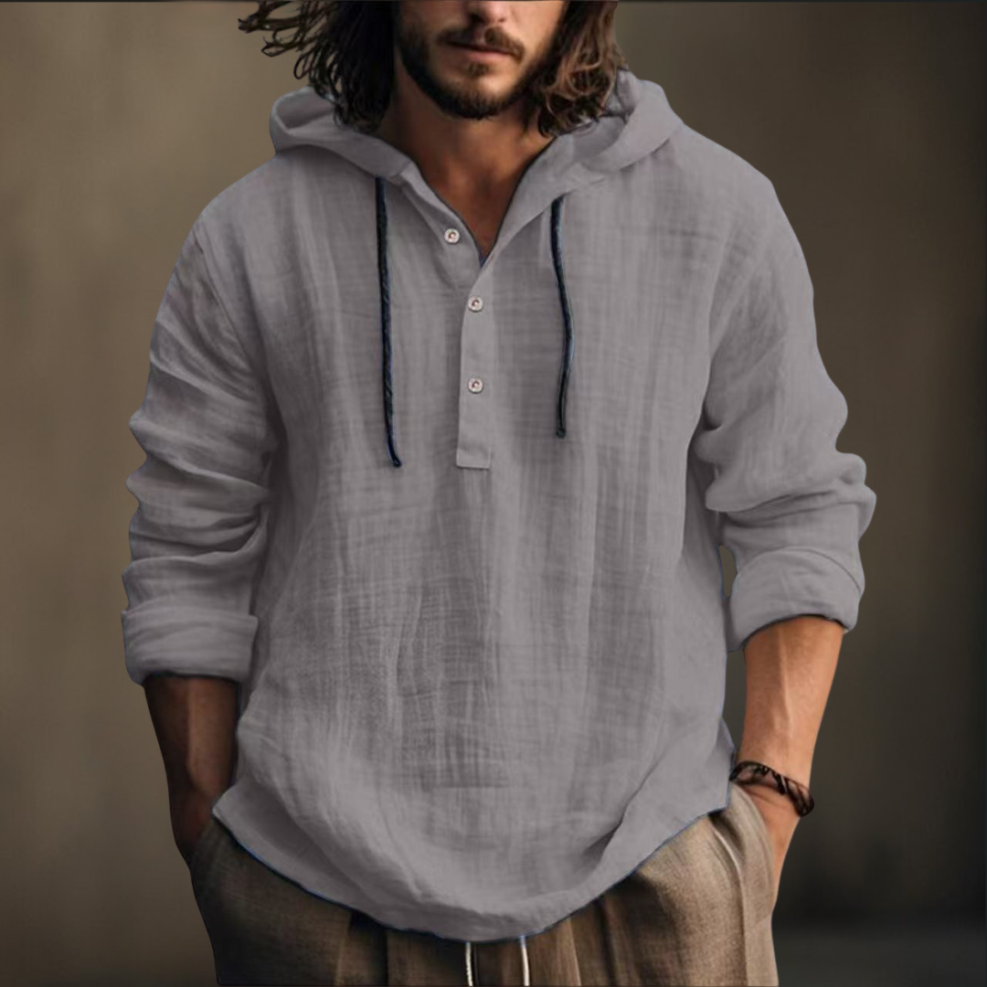 Lässiger Kapuzenpullover für Herren aus weichem Material mit Knopfleiste