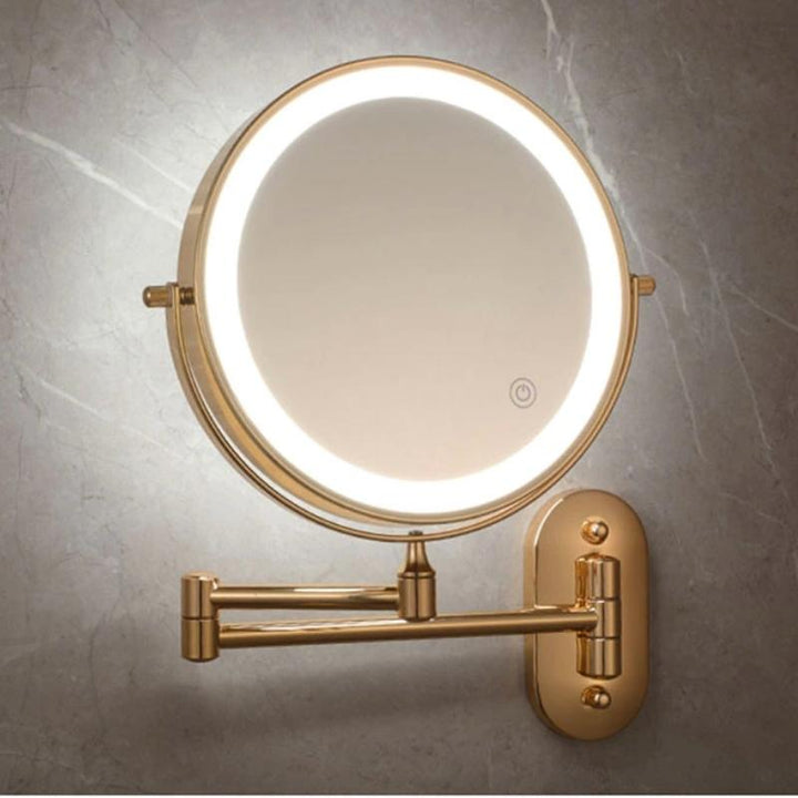Goldener LED Make-up-Spiegel mit Vergrößerung, Aufladbar