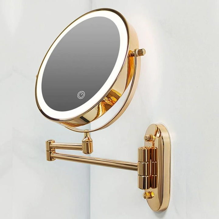 Goldener LED Make-up-Spiegel mit Vergrößerung, Aufladbar