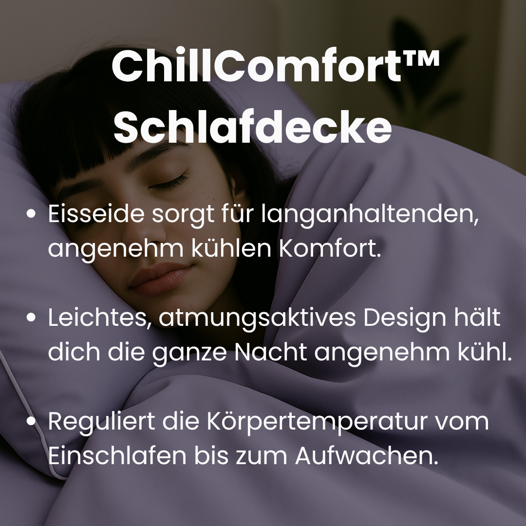 Weiche Eisseide-Decke, kühlend & atmungsaktiv, perfekt für erholsame Sommernächte.