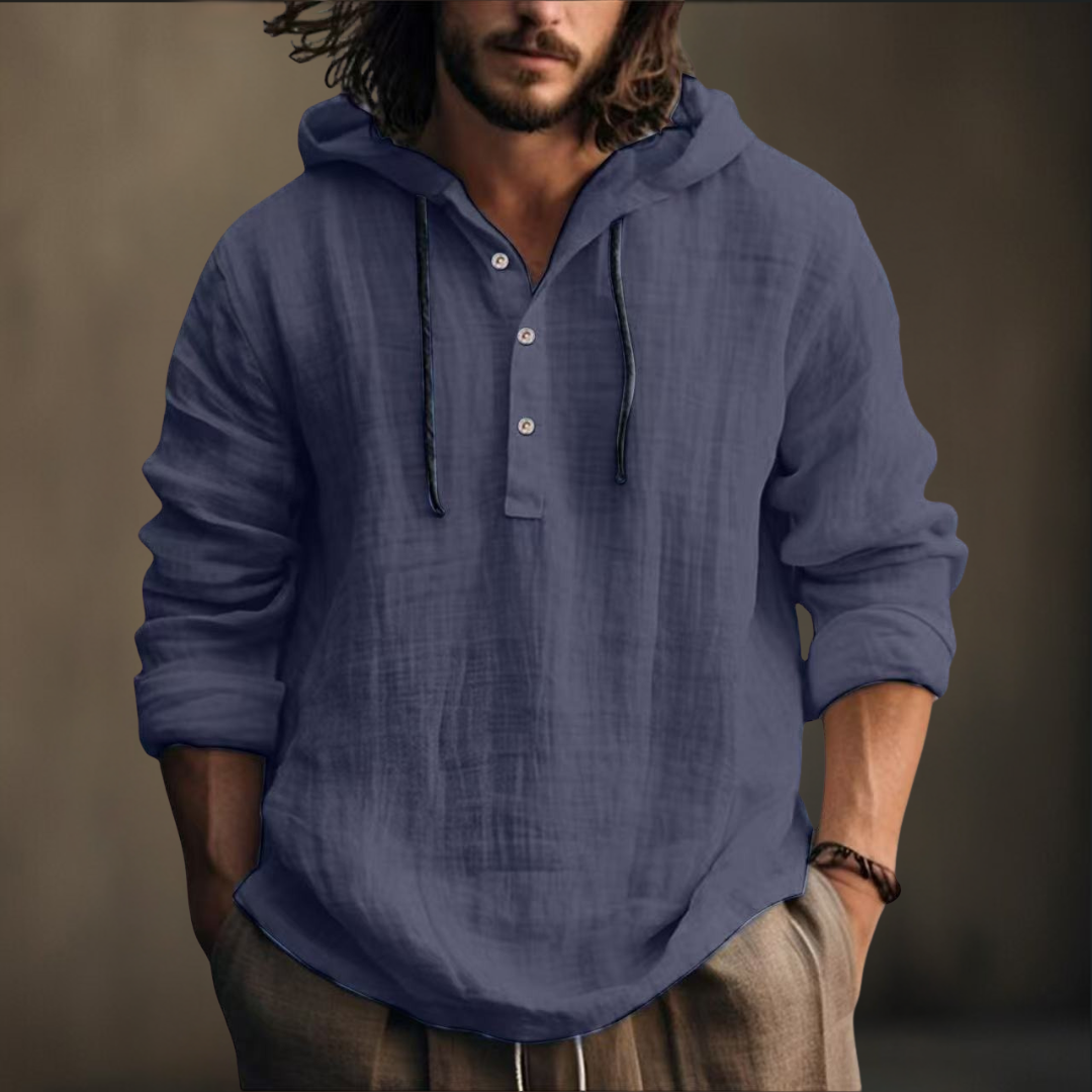 Trendiger Casual Pullover für Herren mit praktischer Kapuze und Knöpfen