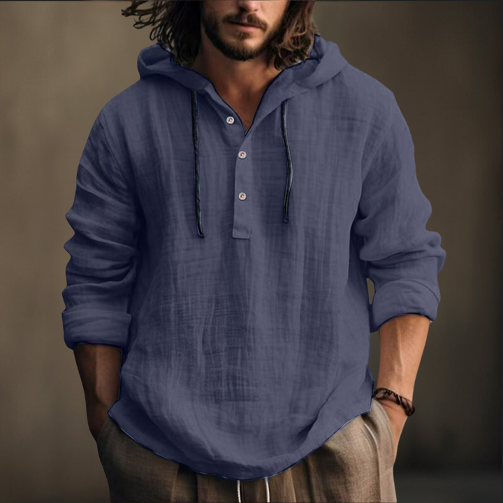 Trendiger Casual Pullover für Herren mit praktischer Kapuze und Knöpfen