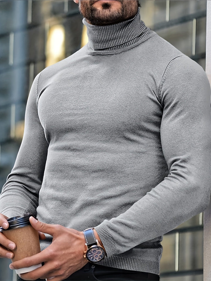 Herren Rollkragenpullover in einfarbigem Design für die Herbstmode