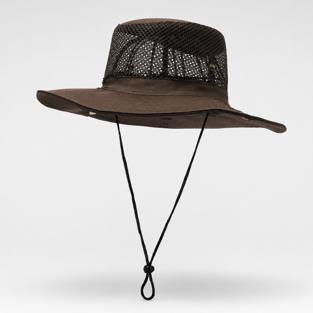 Unisex Aerovent Sonnenhut mit breiter Krempe und atmungsaktiver Netzkrone in Vorderansicht