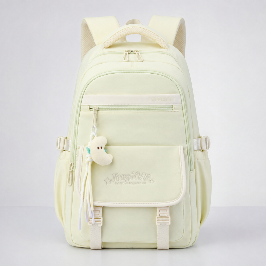 Veylore Mehrstöckiger Oxford Rucksack in Khaki in Frontalansicht vor neutralem Hintergrund