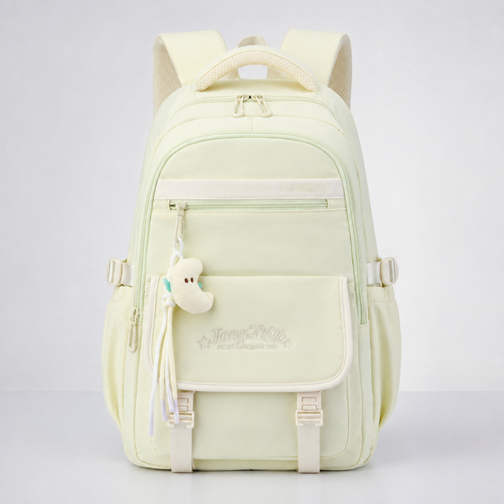 Veylore Mehrstöckiger Oxford Rucksack in Khaki in Frontalansicht vor neutralem Hintergrund