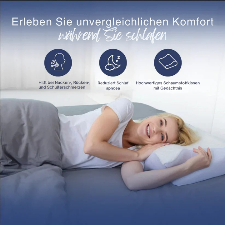 Modernes ergonomisches Kissen, ideal als Kopfstütze und Schulterstütze für Erwachsene.