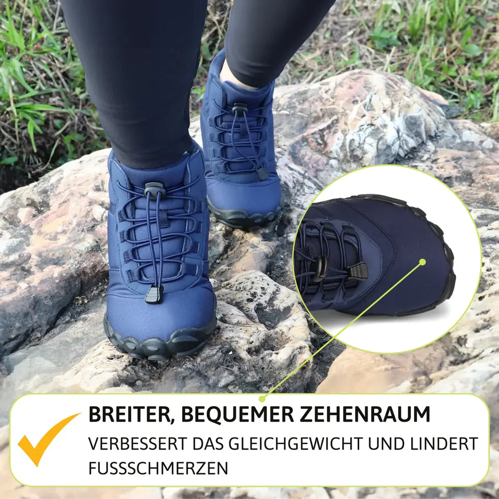 Minimalistische Winter Barfußschuhe für gesundes Gehen, mit breiter Zehenbox & Nullabsatz.