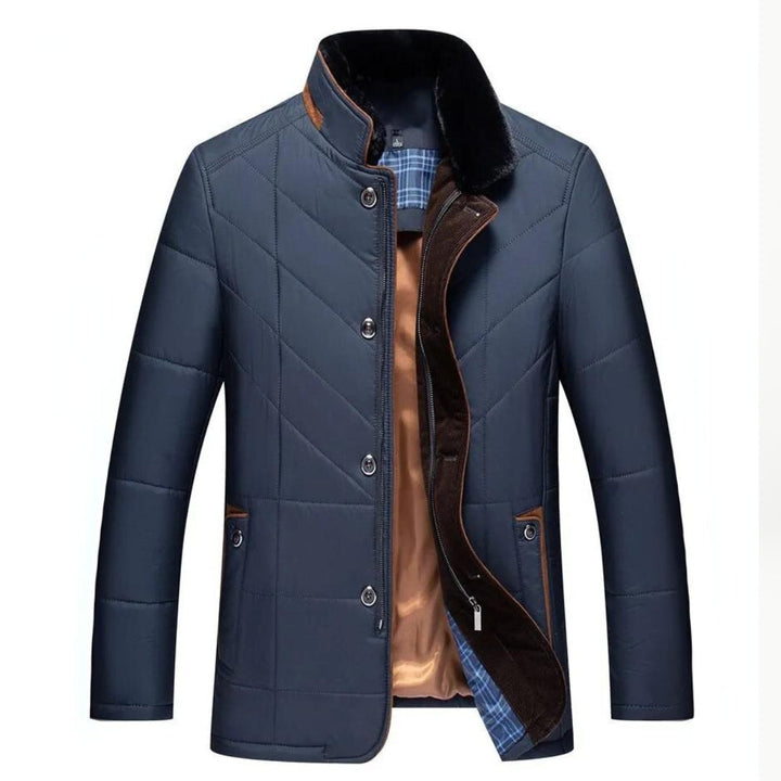 Blaue Herren Winterjacke mit Stehkragen und gefüttertem Innenbereich