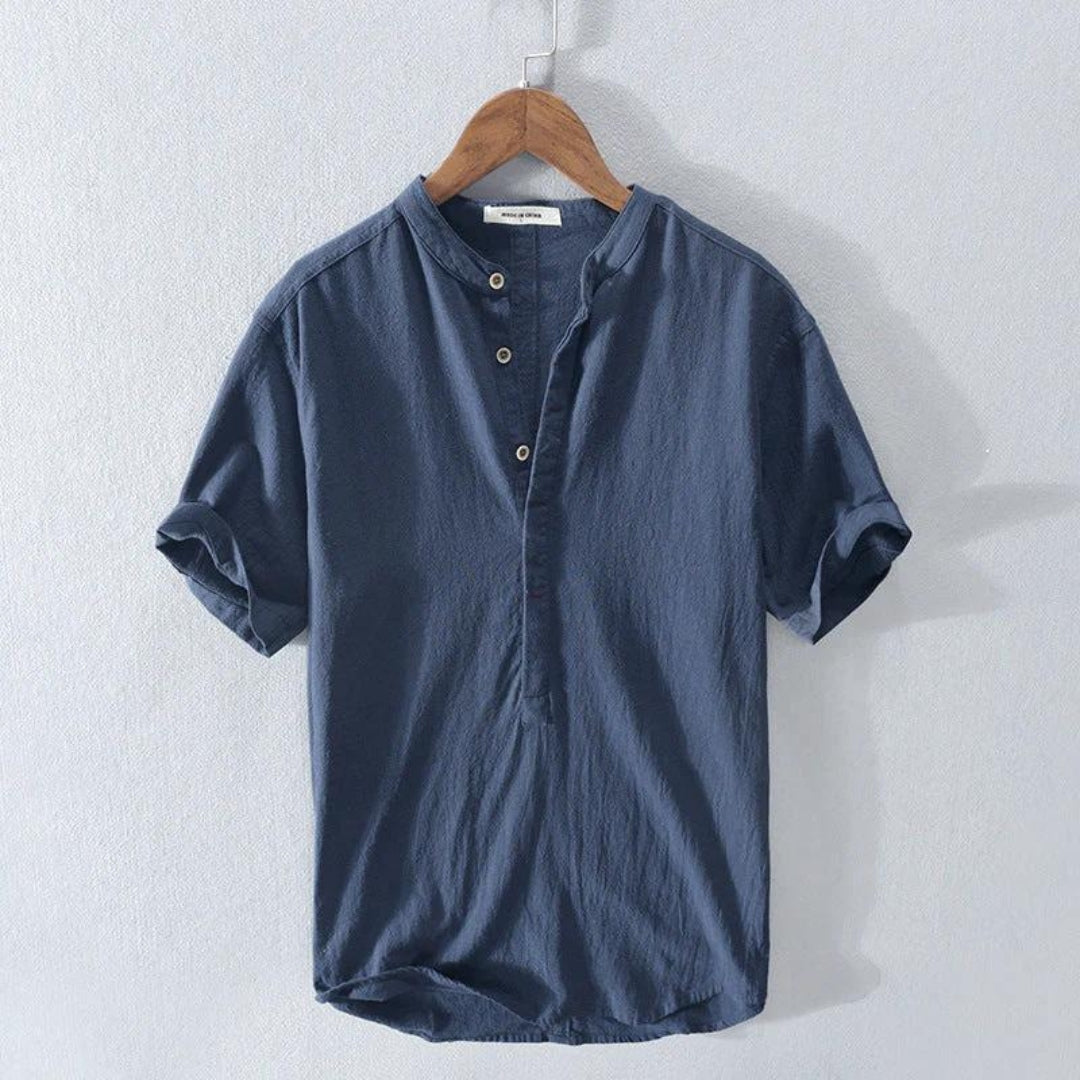 Herren Hemd mit Henley-Kragen