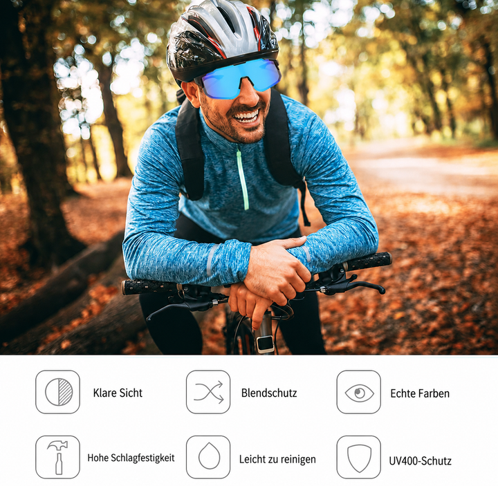 Verspiegelte Unisex Fahrrad-Sonnenbrille für Sport