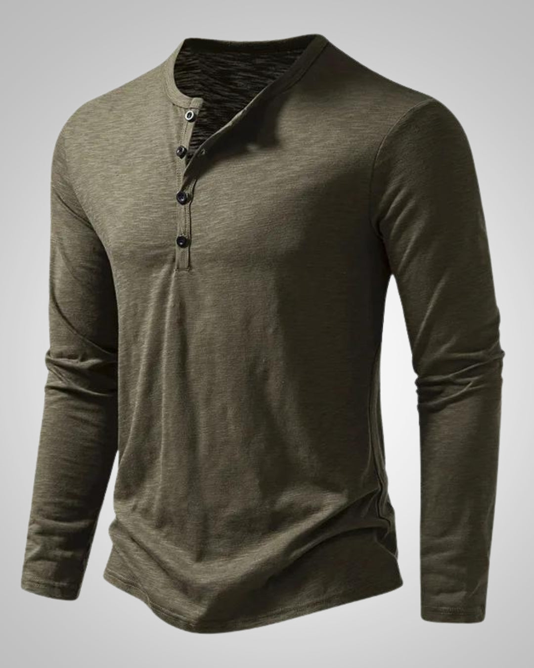 Modernes Herren Slim Fit Henley Shirt mit Knopfleiste, Langarm, als vielseitiges Basic Oberteil.