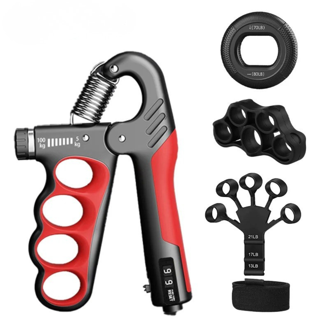 Verstellbarer Grippora Handtrainer aus Metall zur individuellen Anpassung des Widerstands für Krafttraining.