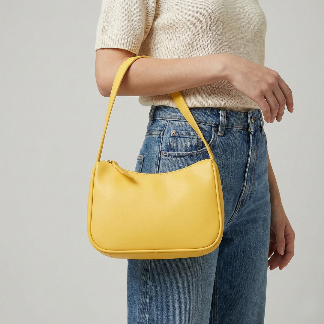 Gelbe Schultertasche für Damen im lässigen Look