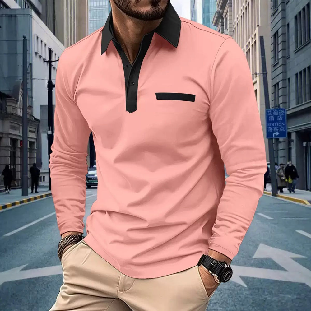 Bequemes Herren Langarm Polo in modernem Design, perfekter Sitz für stilvolle Freizeitmode.