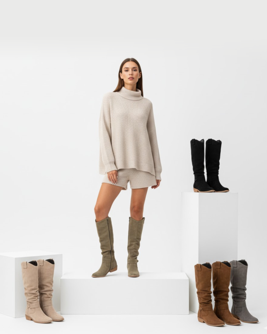 Gefütterte Stiefeletten für Damen elegant kombiniert