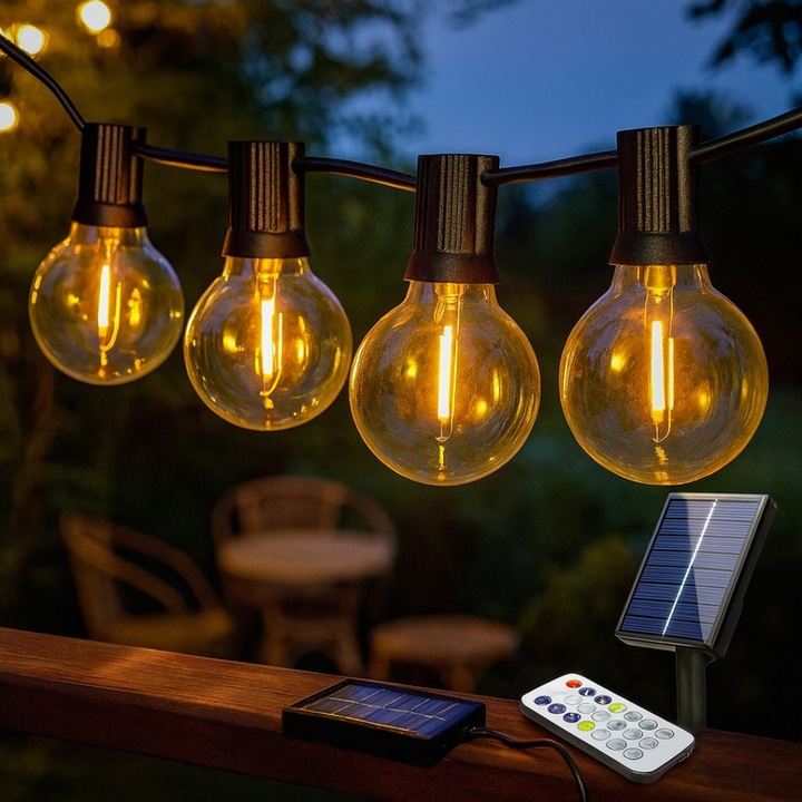 LED Lichterkette mit Solarpanel und USB Anschluss für Balkonbeleuchtung im Freien