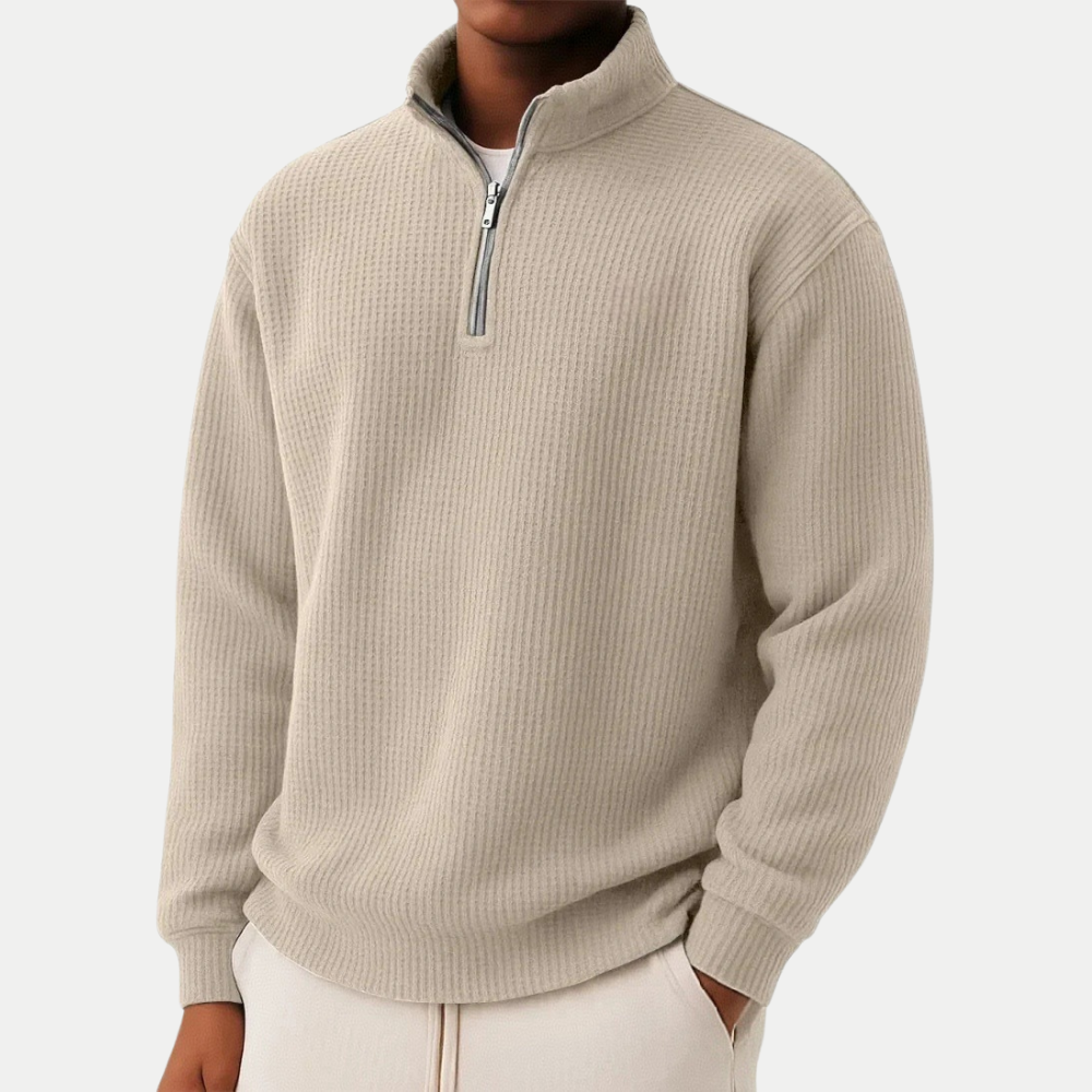 Angenehm zu tragender Herren Pullover mit praktischem Reißverschluss