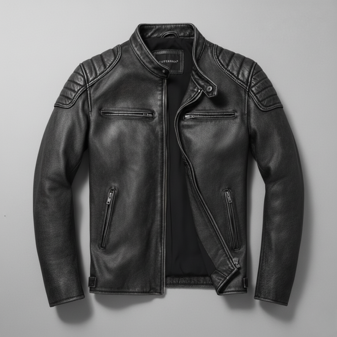 Moderne Passform Herren Vintage Jacke mit Reißverschlusstaschen, ideal als Übergangsjacke geeignet.