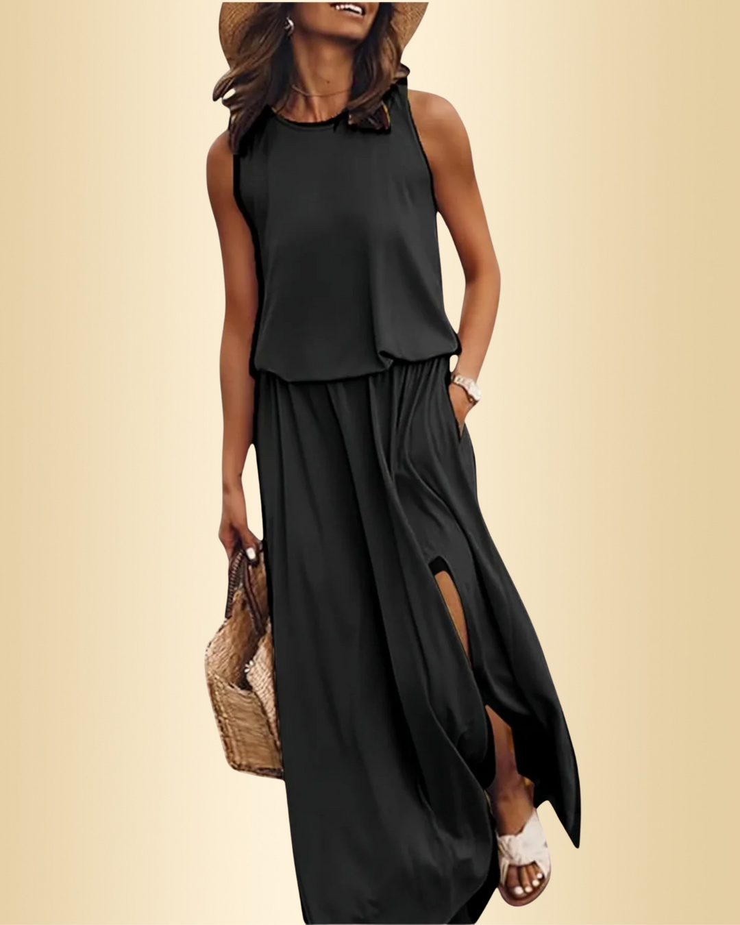 Damen Sommerkleid leicht & atmungsaktiv mit elegantem Schlitz; perfekt für Urlaub und Freizeit.