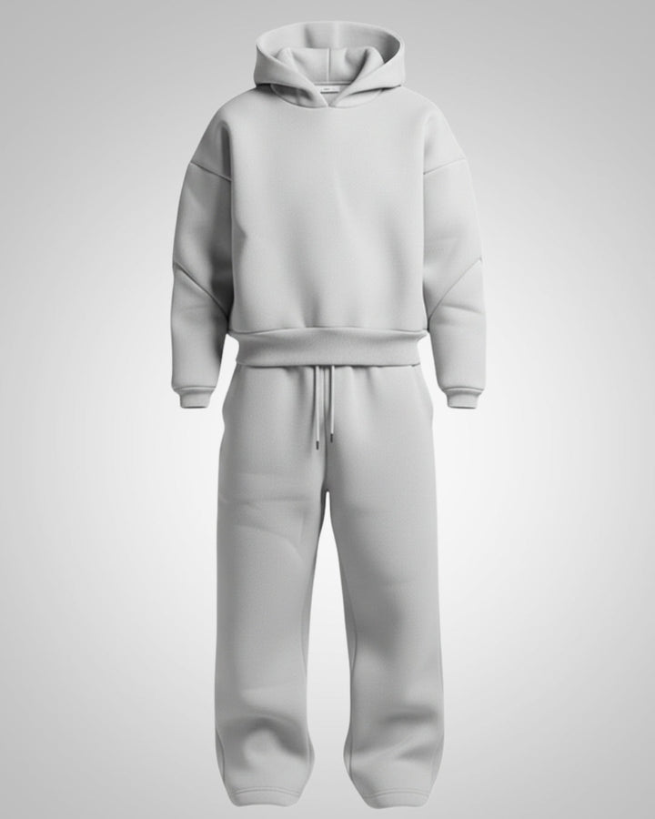 Herren Oversized Trainingsanzug Set: Lässiger Hoodie & Hose in Grau für Komfort & Sport. Ideal für Freizeit.
