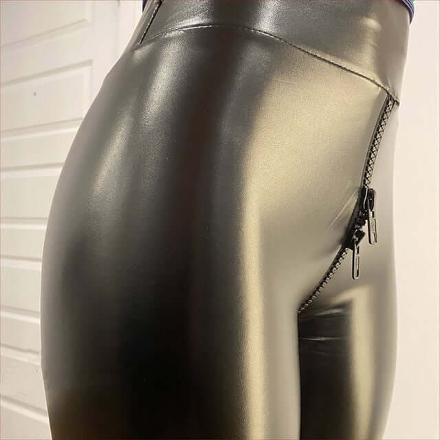 Damen Hose: Mattes, Reißverschluss hinten