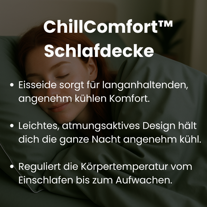 Atmungsaktive Eisseide-Kühldecke, ideal für heiße Sommertage & entspannte Nächte.