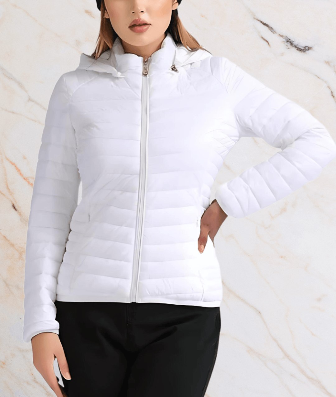Bauschige Jacke mit Reißverschluss - Damen