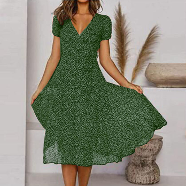 Luftiges Sommerkleid mit V-Ausschnitt in Grün