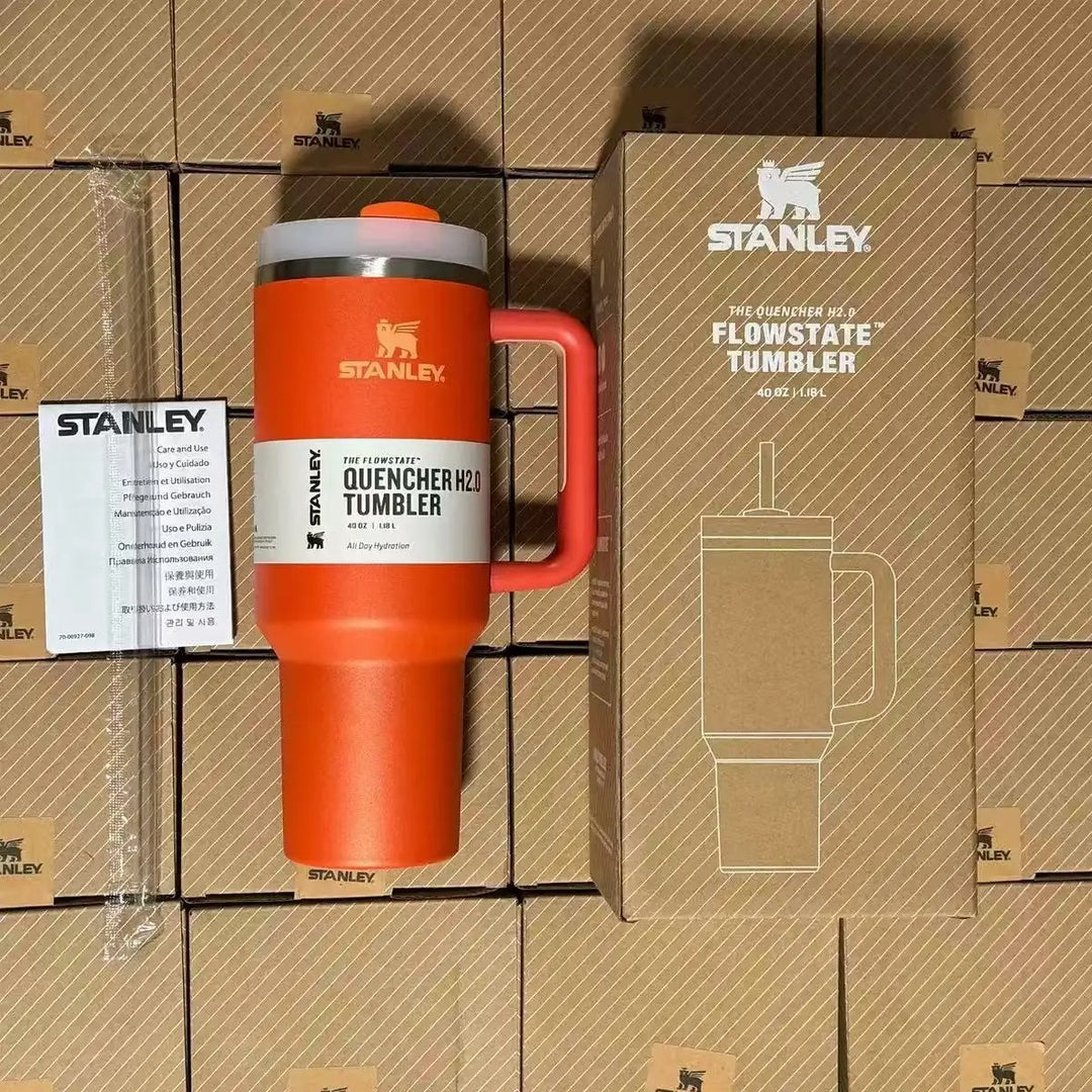 Isolierter Reisebecher 40oz - Edelstahl, Auslaufsicher, Griff & Strohhalm