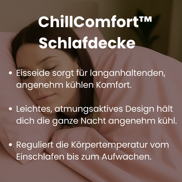Komfortable Kühldecke Eisseide, atmungsaktiv & weich, für einen kühlen Schlaf.