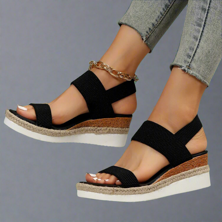 Schwarze bequeme Sommersandalen für Damen