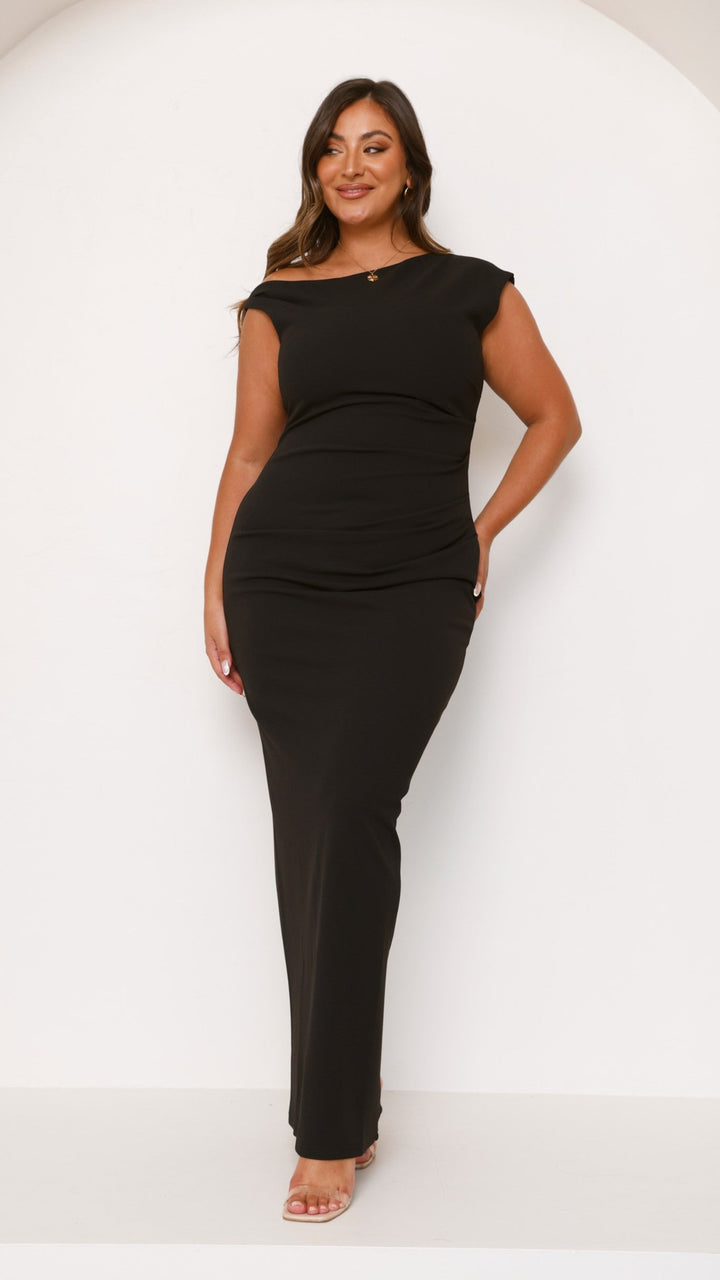 Schwarzes Abendkleid für Damen, lang & stilvoll, perfekt für besondere Anlässe.
