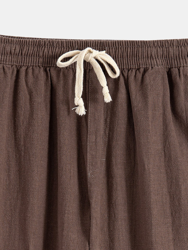 Herren Freizeitanzug Kurzarm Hemd und Hose Set in Beige für den Sommer